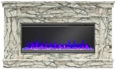 Waverly Wide Mantel with Linear Electric Fireplace & Crystal Ember Bed