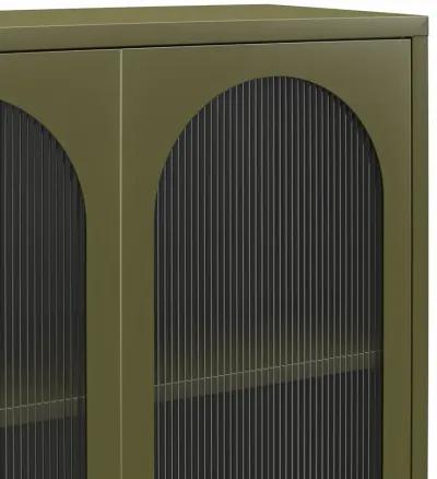 Luna Tall 2 Door Accent Cabinet with Fluted Glass