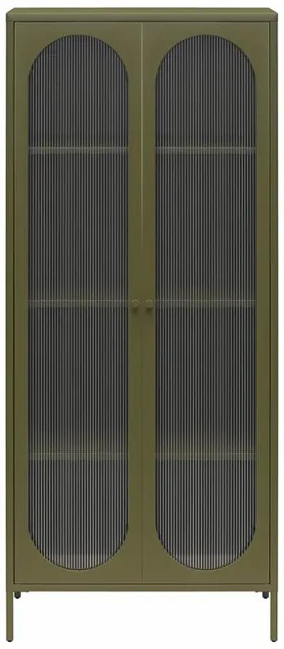 Luna Tall 2 Door Accent Cabinet with Fluted Glass