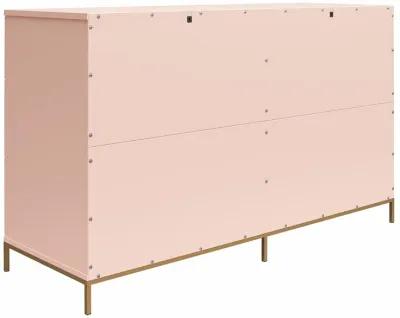 Effie 6 Drawer Dresser with Lucite Gold Pulls and a Gold Metal Legs