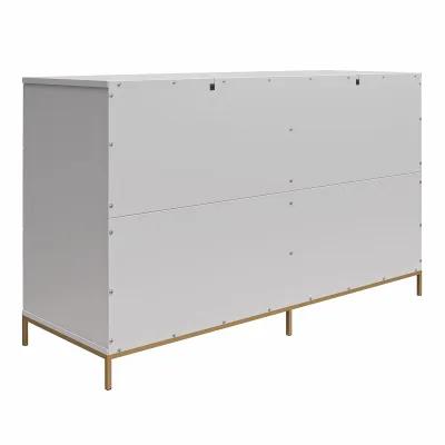 Effie 6 Drawer Dresser with Lucite Gold Pulls and a Gold Metal Legs