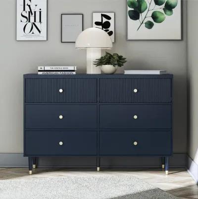 Elizabeth 6 Drawer Textured Dresser with Gold Knobs