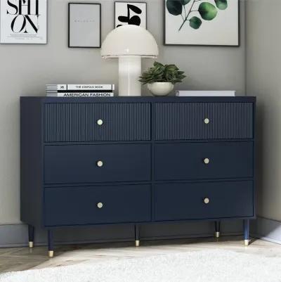 Elizabeth 6 Drawer Textured Dresser with Gold Knobs