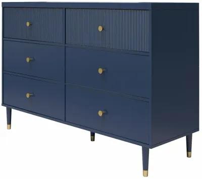 Elizabeth 6 Drawer Textured Dresser with Gold Knobs