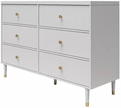 Elizabeth 6 Drawer Textured Dresser with Gold Knobs