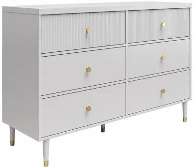 Elizabeth 6 Drawer Textured Dresser with Gold Knobs