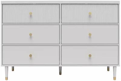 Elizabeth 6 Drawer Textured Dresser with Gold Knobs