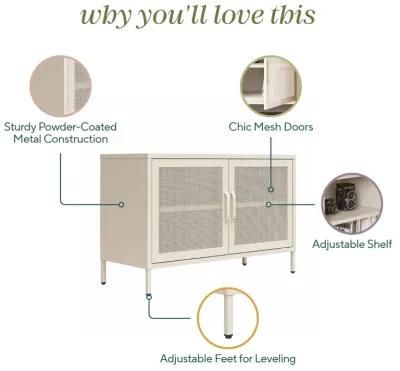 Channing 2 Door Storage Cabinet-Mesh Metal Locker