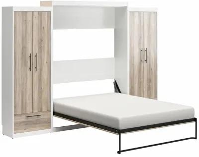 Pinnacle Queen Wall Bed with 8" Memory Foam Mattress and 2 Cabinets