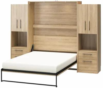 Holly Hills Queen Murphy Bed with 2 Side Cabinets and 8" Memory Foam Mattress