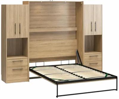 Holly Hills Queen Murphy Bed with 2 Side Cabinets and 8" Memory Foam Mattress