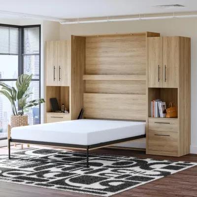 Holly Hills Queen Murphy Bed with 2 Side Cabinets and 8" Memory Foam Mattress