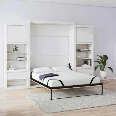 Paramount Queen Murphy Bed with 2 Side Cabinets and 8" Memory Foam Mattress