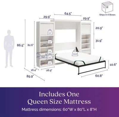 Paramount Queen Murphy Bed with 2 Side Cabinets and 8" Memory Foam Mattress