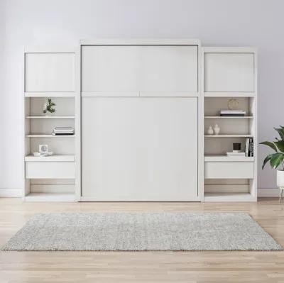 Paramount Queen Murphy Bed with 2 Side Cabinets and 8" Memory Foam Mattress