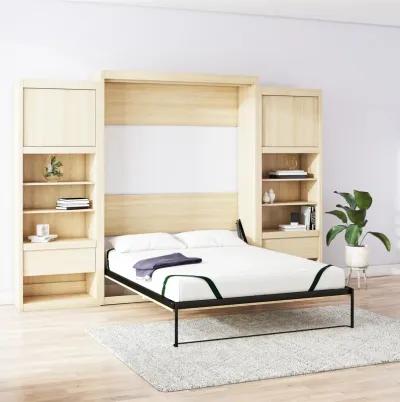 Paramount Queen Murphy Bed with 2 Side Cabinets and 8" Memory Foam Mattress