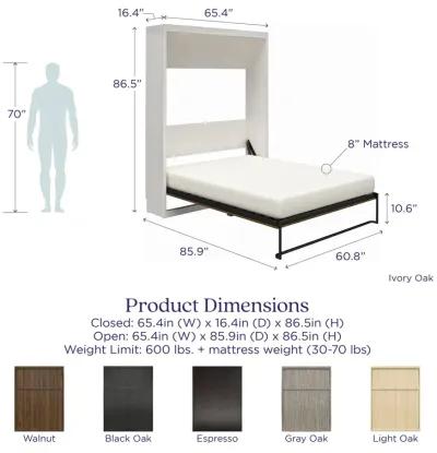 Paramount Queen Murphy Bed with 8" Memory Foam Mattress