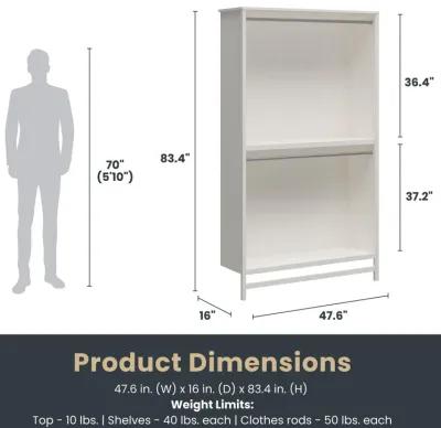 Luxe Extra Wide 2 Shelf Double Clothing Rod Closet Tower