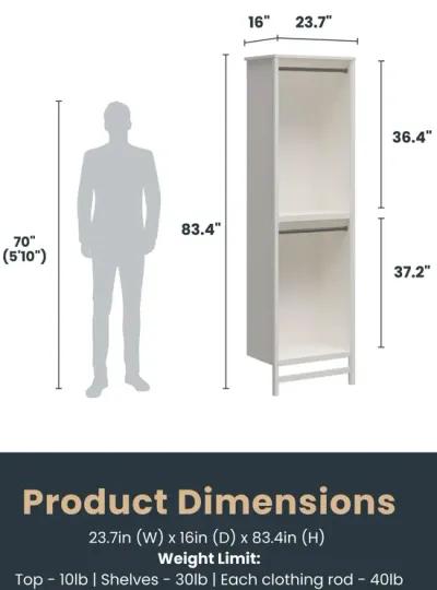 Luxe 2 Shelf Double Clothing Rod Closet Tower