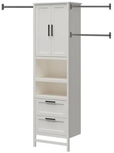 Luxe 2 Door, 2 Drawer Closet Tower with 3 Adjustable Clothing Rods