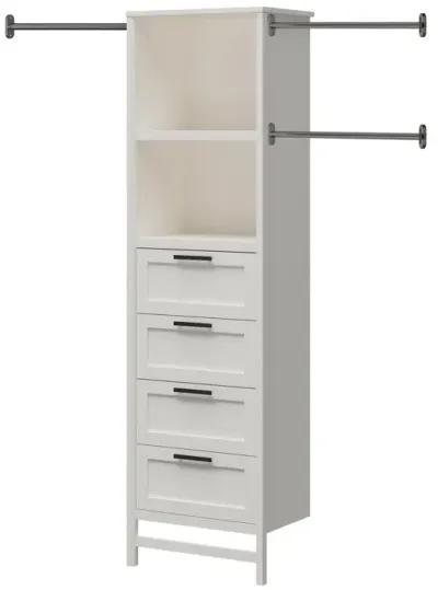 Luxe 4 Drawers and 3 Adjustable Clothing Rod Closet Tower