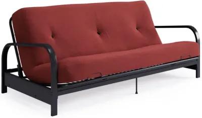 Axton Black Metal Arm Full Size Futon Frame with 6" Poly Fill Mattress