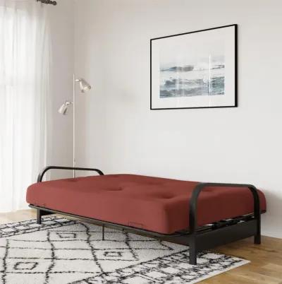 Axton Black Metal Arm Full Size Futon Frame with 6" Poly Fill Mattress