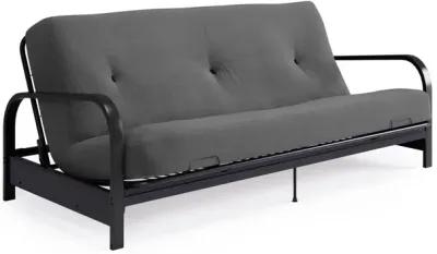 Axton Black Metal Arm Full Size Futon Frame with 6" Poly Fill Mattress