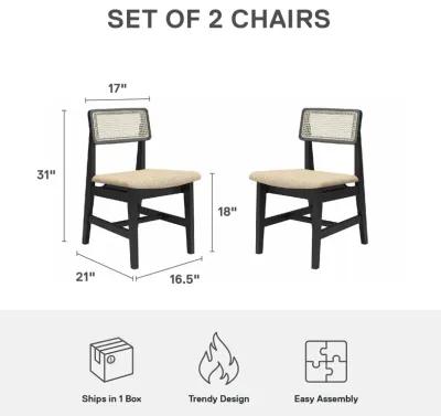 Eleni Cane Dining Chairs, Set of 2