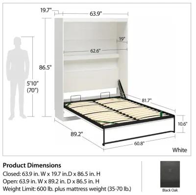 Her Majesty Murphy Bed with 8" Memory Foam Mattress