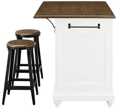 Kelsey Kitchen Island with 2 Stools and Drawers