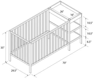 Ema 3-in-1 Convertible Crib & Changer Combo