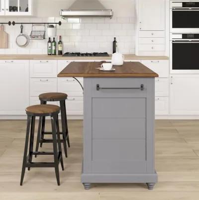 Kelsey Kitchen Island with 2 Stools and Drawers