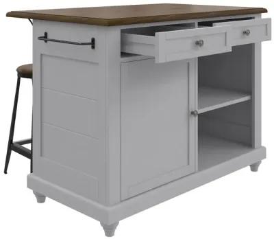 Kelsey Kitchen Island with 2 Stools and Drawers