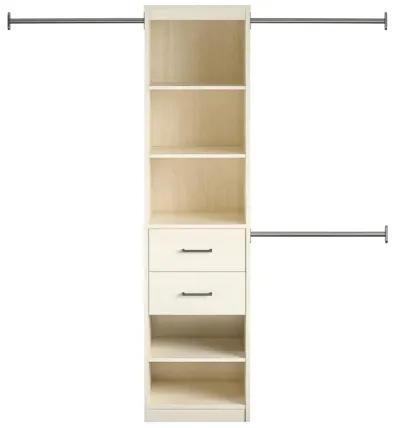 Kelly 5 Shelf and 2 Drawer Closet Organizer with 3 Adjustable Hanging Rods