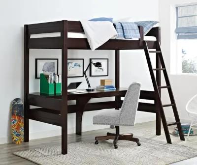 Harlan Twin Size Loft Bed with Desk and Ladder