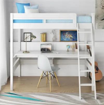 Harlan Twin Size Loft Bed with Desk and Ladder