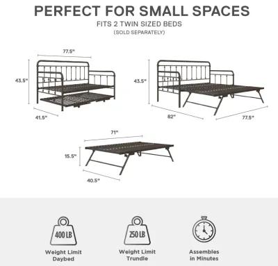 Locky Metal Daybed with Pop Up Trundle Bed