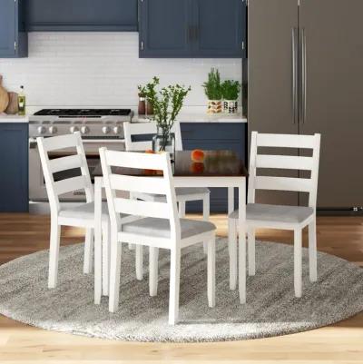 DHP Reila 5-Piece Wood Dining Room Table Set for 4, White/Walnut