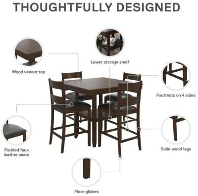 DHP Jerrie 5-Piece Counter Height Dining Set, Espresso