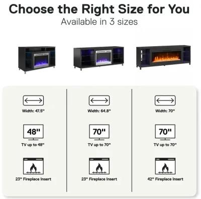 Lumina Modern Multi-Color Electric Fireplace Media Console with Crystals for TVs up to 70"