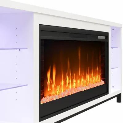 Lumina Modern Multi-Color Electric Fireplace Media Console with Crystals for TVs up to 70"