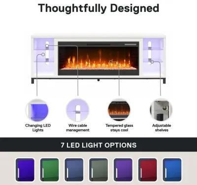 Lumina Modern Multi-Color Electric Fireplace Media Console with Crystals for TVs up to 70"