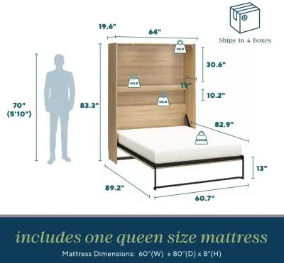 Holly Hills Queen Murphy Bed with 8" Memory Foam Mattress