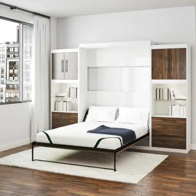 Pinnacle Queen Murphy Bed with 2 Side Cabinets and 8" Memory Foam Mattress