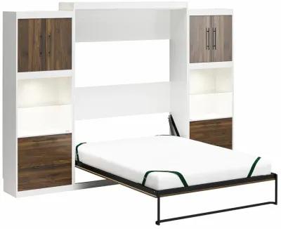 Pinnacle Queen Murphy Bed with 2 Side Cabinets and 8" Memory Foam Mattress