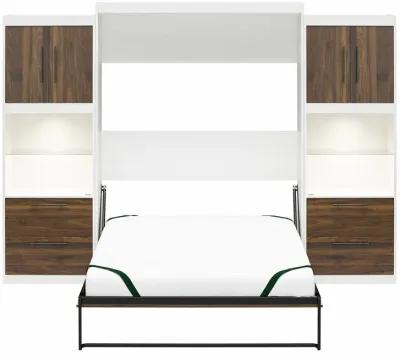 Pinnacle Queen Murphy Bed with 2 Side Cabinets and 8" Memory Foam Mattress