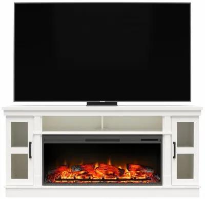 Elmcroft Wide TV Console with Electric Fireplace Insert for 75" TVs