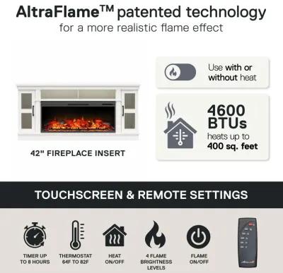 Elmcroft Wide TV Console with Electric Fireplace Insert for 75" TVs