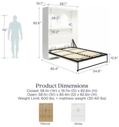 Impressions Murphy Bed with Gallery Shelf & Touch Sensor LED Lighting